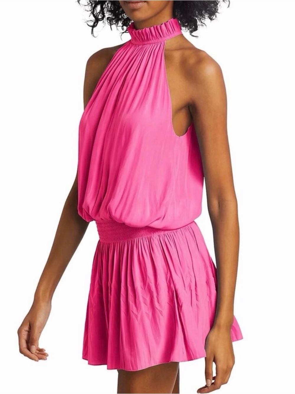 Ramy Brook Karoline Hot Pink Halter-Style Mini Dress